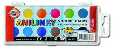 Obrázok produktu pre Vodové farby brilantné anilínové KOH-I-NOOR / 12 farieb