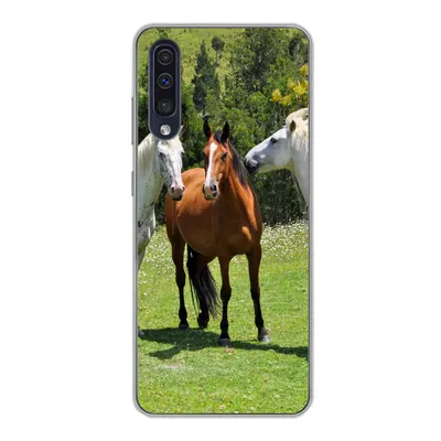 Produktbild von MuchoWow® Handyhülle Schutzhülle Hülle für Samsung Galaxy A30s Pferde - Baum - Schatten Silikon Softcase Handy Hülle - Karteninhaber