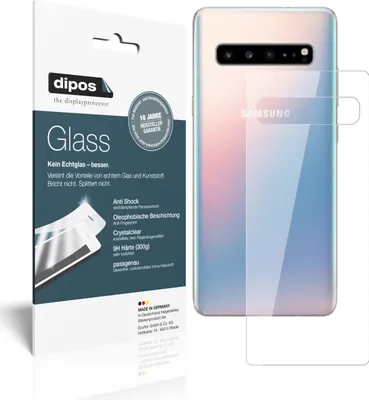 Produktbild von 2x Schutzfolie für Samsung Galaxy S10 5G Rückseite - Anti-Shock 9H Folie dipos Glass Kunststoffglas