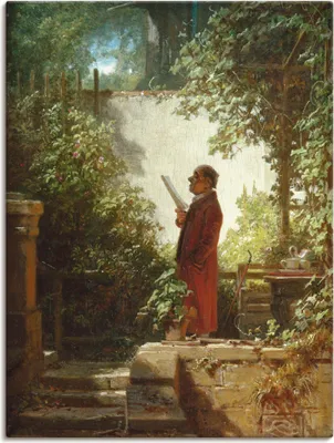 Produktbild von ARTland Leinwandbild Zeitungsleser im Hausgärtchen 1850 Größe: 45x60 cm