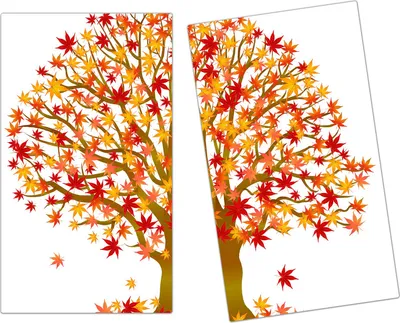 Produktbild von Spritzschutz Herdabdeckplatte Schneidebrett aus Glas Baum im Herbst 2-Teilig (60x52cm)