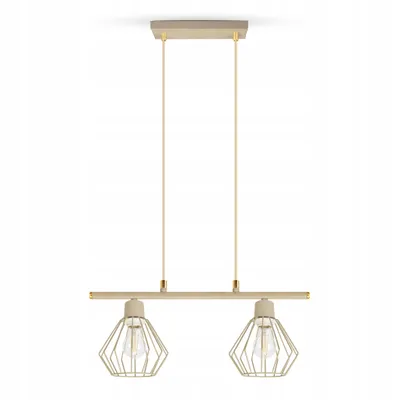 Produktbild von Luxolar - Led Pendelleuchte 2-flammig aus Metal Draht im Edison-Stil E27 60 W - Deckenlampe wohnzimmer, Beige Metal