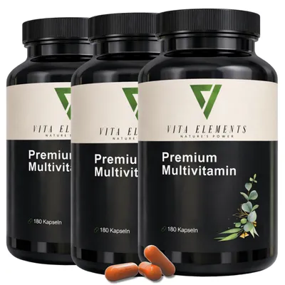 Produktbild von Vita Elements Multivitamin Komplex 3er Set 180 Kapseln 21 Vitalstoffe Immunsystem Nahrungsergänzungsmittel