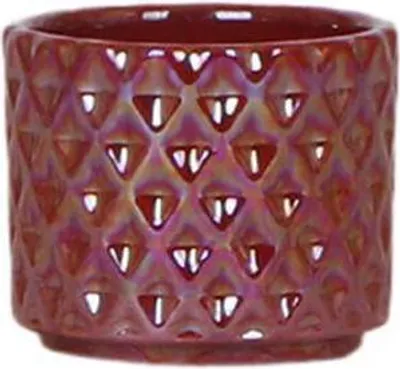 Image de Pot décoratif « Diamant Perle » - Rouge - Ø6cm - Pot de fleurs en céramique au