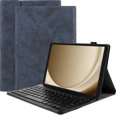 Image de Cazy Housse pour Tablette avec Clavier compatible avec Samsung Galaxy Tab A9 - Étui Clavier Bluetooth QWERTY - Vintage Bleu