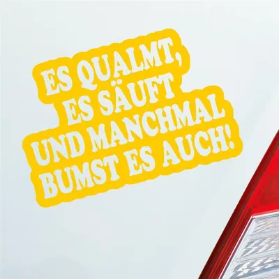 Produktbild von Auto Aufkleber Es qualmt, es säuft und manchmal Bumst es auch! 12x8 cm Gelb Sticker Heckscheibenaufkleber