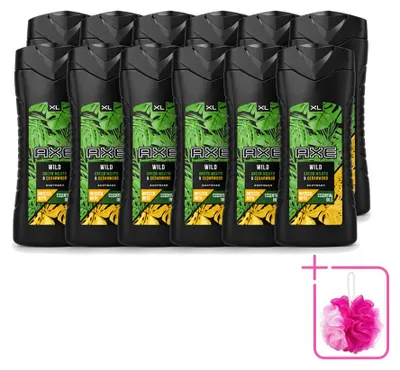 Image de 12 flacons de gel douche Axe Wild Mojito & Bois de Cèdre, 400 ml - Pack économique - 12 pièces