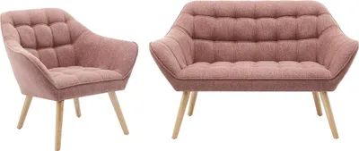 Produktbild von Sofa 2-Sitzer & Sessel - melierter Stoff - Rosa - CASERTA
