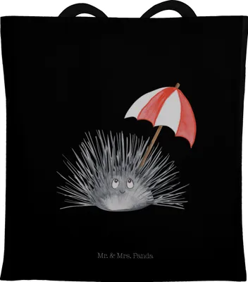 Produktbild von Mr. & Mrs. Panda Beutel Seeigel - Schwarz - Geschenk, Jutetasche, Jutebeutel, Selbstliebe, Laptoptasche, Leben, Meer, Hier und Jetzt, Achtsamkeit, Shopping Tasche