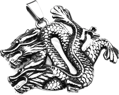 Produktbild von Edelstahl Anhänger aus 316L Drache mit 2 Köpfen