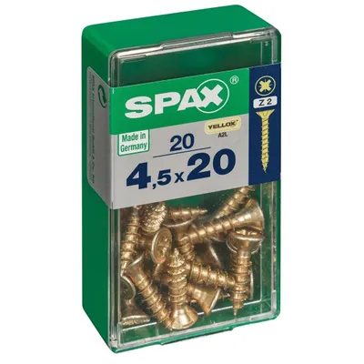 Image de Lot de 20 vis acier tête fraisée pozidriv SPAX, Diam.4.5 mm x L.20 mm