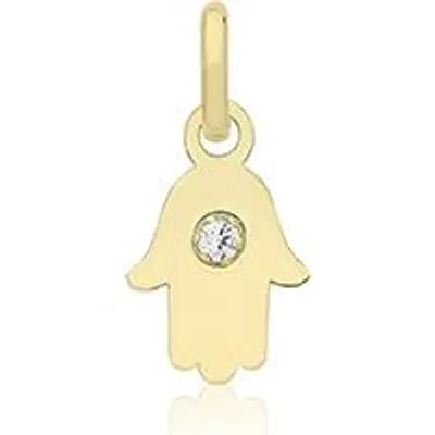 Image de Pendentif Hamsa Femme Or 375/1000 avec Oxyde de Zirconium - 14mm*7mm; TRS34591