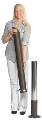Produktbild von Robuster Standascher mit Schloss und Inneneinsatz | 4,2 Liter, HxBxT 100x20x20cm | Edelstahl | Braun