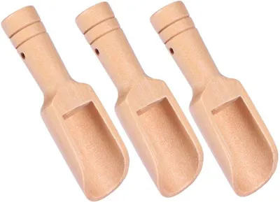 Produktbild von 3 Mini-Löffel mit rundem Holzgriff: Ideal für Badesalz, Süßigkeiten, Gewürze, Trockenfrüchte, Salz und Mehl. Küchenaccessoires mit Holzgriff.