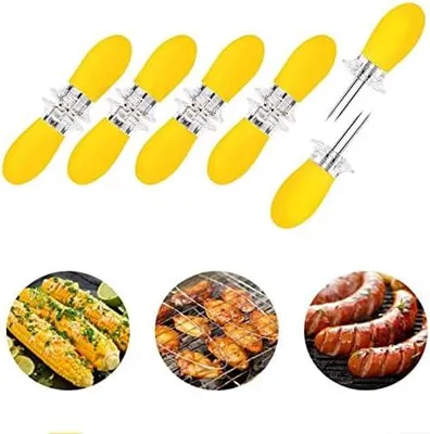Produktbild von 30 Stück Maiskolbenspieße,ßeMais Halter Edelstahl Maiskolben Spieße, Maiskolbenhalter Mais Picks für BBQ,Fruit Forks Küche Werkzeug Stainless Steel Corn Holders gelb