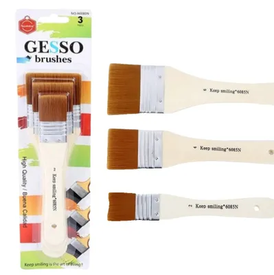 Obrázok produktu pre Štetec, plochý, svetlý, ergonomická drevená rukoväť, 3 kusy širokého nylonu