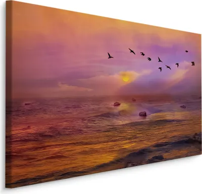 Produktbild von Fabelhafte Canvas LEINWAND BILDER 30x20 cm XXL Kunstdruck Vögel Möwen Meer Wellen