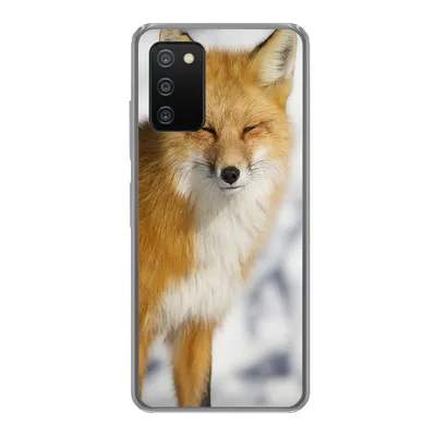 Produktbild von MuchoWow® Handyhülle Schutzhülle Hülle für Samsung Galaxy A03s Fuchs - Schnee - Rot Silikon Softcase Handy Hülle - Schutz