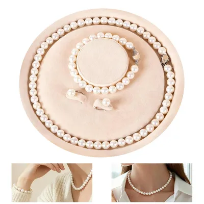 Produktbild von Perlen Schmuckset für Damen, elegante Kette, Armband & Ohrstecker, ideal als Geschenk oder für Hochzeiten
