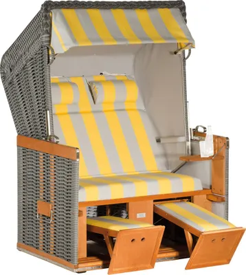 Produktbild von Sonnenpartner Konsul 2-Sitzer Strandkorb Halbliegemodell onix/hellgrau/gelb