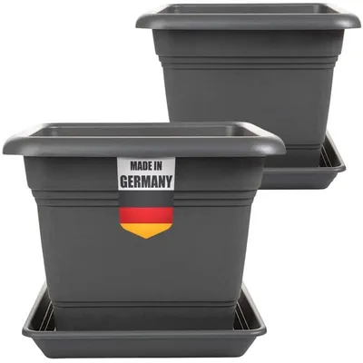 Produktbild von Große Blumentopfset von 2 für Außen 40 x 40 cm Anthrazit