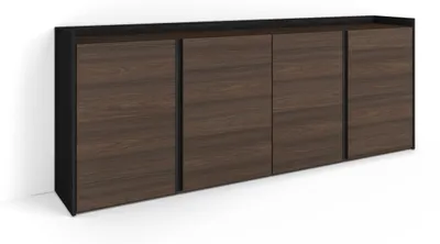 Image de Buffet effet bois de chêne foncé et noir 207x35x80cm
