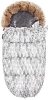 Produktbild von Fußsack Winter Babyschlafsack mit Schleife 45 x 90 cm für Kinderwagen Schlitten Kapuze mit Kunstfell Gurtschlitze Dot-Motiv