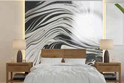 Obrázek produktu pro MuchoWow® Fototapety do obývacího pokoje nebo ložnice tapety vinylové motivy tapety Mramor - bílý - - černý 300x300cm