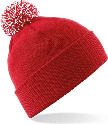 Zdjęcie produktu dla Czapka zimowa Beechfield B450 | Snowstar Beanie - Kolor: Klasyczny czerwony/biały - Rozmiar: Jeden rozmiar