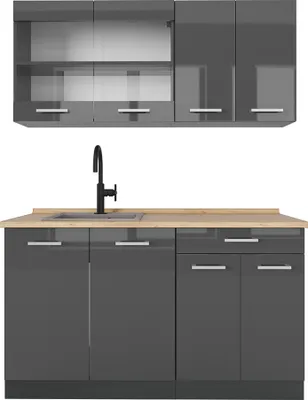 Immagine prodotto di Cucina completa Vicco R-Line Antracite lucido 140 cm senza piano di lavoro, Model 53541