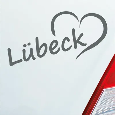 Produktbild von Auto Aufkleber Lübeck Herz Stadt City Liebe Love Heimat 17x8 cm Grau Sticker Heckscheibenaufkleber