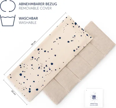 Produktbild von Blumtal Körnerkissen 50 x 20 cm - Bezug aus 100% Baumwolle abnehmbar und waschbar, Wärmekissen aus Weizenkörnern für Rücken und Nacken