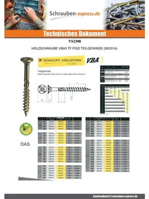 Produktbild von Spanplattenschraube Senkkopf Pozi 6X60 Teilgewinde Verzinkt