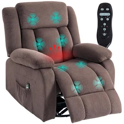 Produktbild von HOMCOM Relaxsessel Fernsehsessel mit Liegefunktion, Vibrationsmassage, Braun