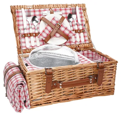 Produktbild von Picknickkorb für 2 Personen - Rattan Picknickkorb - Wasserdichte Picknickdecke