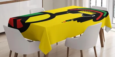 Immagine prodotto di ABAKUHAUS Tovaglia giamaicana, tema culturale reggae, composizione colorata e pacifica, disegno etnico caricaturale, 140 x 200 cm, multicolore giallo