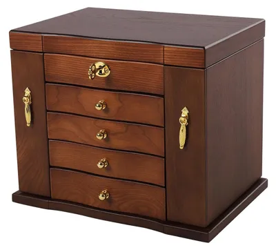 Produktbild von Elegante Schmuckkästchen aus Holz mit Spiegel und 4 Schubladen