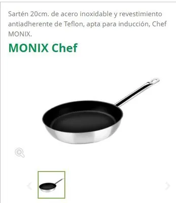 Produktbild von Monix CHEF M461320 Bratpfanne, 20 cm max. Durchmesser, Edelstahl, Induktionsherd-geeignet, Antihaftbeschichtung