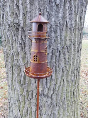 Produktbild von Deko-Impression Gartenstecker Windlicht Leuchtturm, aus Eisen, Rost, lackiert, 135 cm, zweiteilig, handgefertigt, mit Teelichthalter
