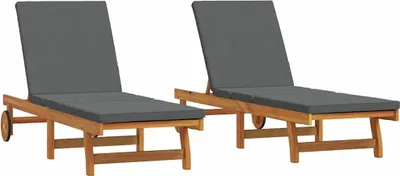 Produktbild von vidaXL Sonnenliege 2 pcs Braun 65 x 199 x 84 cm Massivholz Akazie