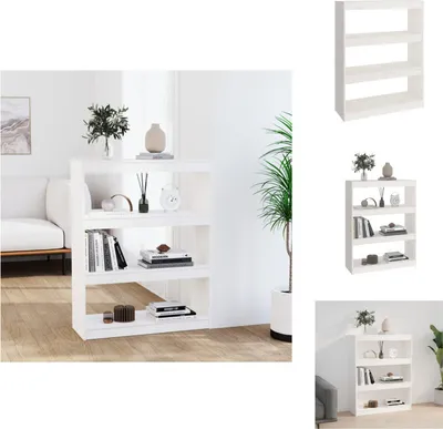 Produktbild von vidaXL Bücherregal Raumteiler Weiß 80x30x103,5 cm Massivholz Kiefer - Bücherregale & Bücherschränke