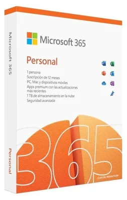 Produktbild von Microsoft 365 Personal, Office-Paket, Voll, 1 Lizenz(en), 1 Jahr(e), Abonnement, Spanisch