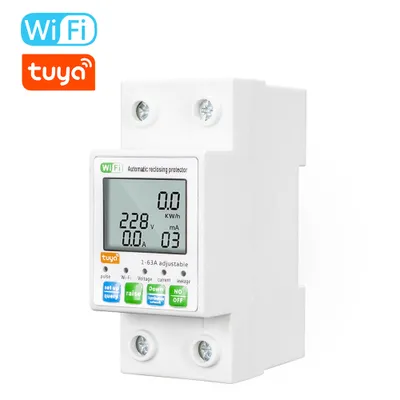 Produktbild von Tuya WiFi Intelligenter automatischer Wiedereinschaltschutz, multifunktionaler Strom- und Spannungsueberwachungsmesser, LCD-Display, Schalter, Leistungsmesser, Schutzwerte, einstellbare Mobiltelefon-APP-Steuerung