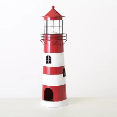 Produktbild von Kerzenlaterne Leuchtturm H.64 Ø.19 cm rot schwarz weiß Stückpreis