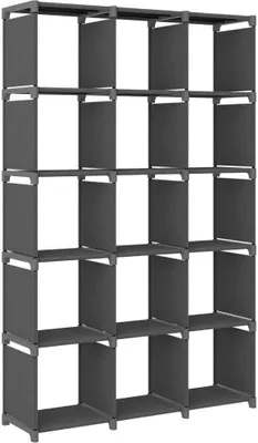 Image de Étagère d'affichage 15 cubes Gris 103x30x175,5 cm Tissu