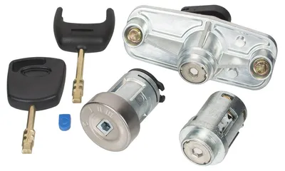 Produktbild von Ford Mondeo Mk3 00-07 Satz Türschloss-Einsätze vorne links + Kofferraumdeckel + Zündschalter (3-teilig)