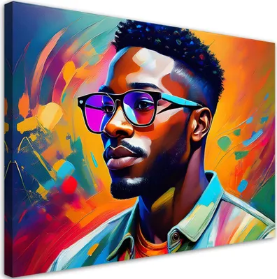 Produktbild von Leinwandbild Porträt eines Mannes mit Brille Bunte 120x80 Feeby Bunt bild für die wand bereit zum aufhängen