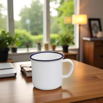 Produktbild von Weiße Emaille-Kaffeetasse und Teetasse für Zuhause, Büro, Reisen und Camping