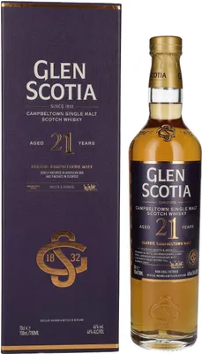 Produktbild von Glen Scotia 21 Years Old Single Malt Scotch Whisky 46% Vol. 0,7l in Geschenkbox