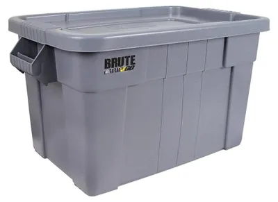 Produktbild von Rubbermaid Robuste Aufbewahrbox mit Deckel und Griffen | 75,5 Liter, HxBxT 38,4x44,1x70,7cm | Grau